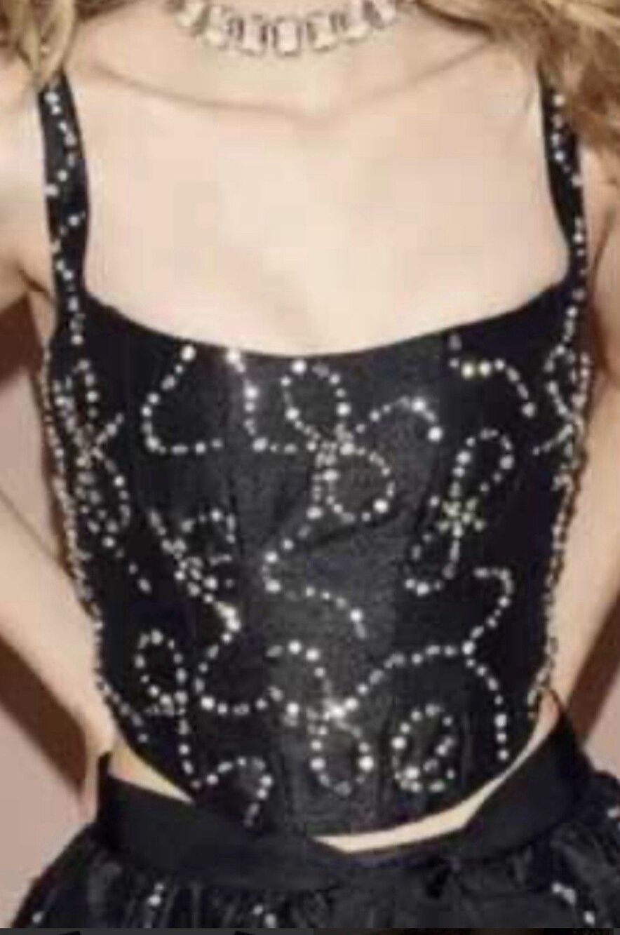 Love Shack Fancy Glorianna Diamond Pearl Embellished Corset Top Size 8
